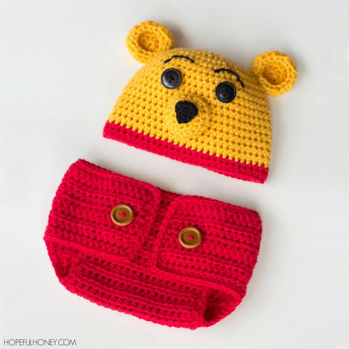 Winnie The Pooh Inspired Hat & Diaper Cover Set Free Crochet Patterns