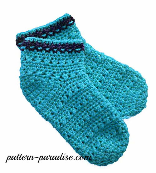 X Stitch Slipper Socks Free Crochet Pattern