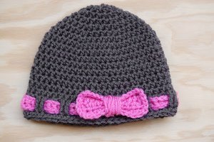 Belted Bow Baby Hat Free Crochet Pattern