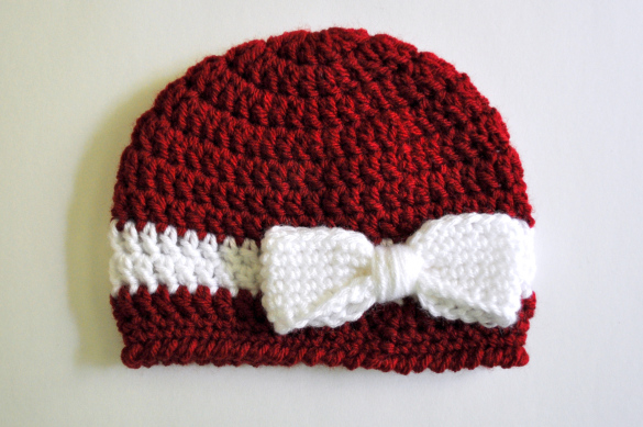 Bow & Ribbon Baby Hat Free Crochet Pattern