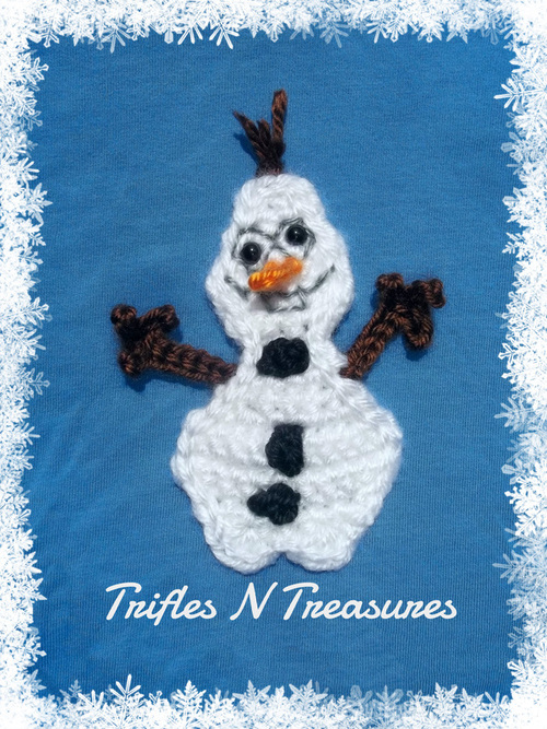 Goofy Frozen Snowman Applique Free Crochet Pattern