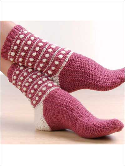 Polka Dot Popcorn Socks Free Crochet Pattern